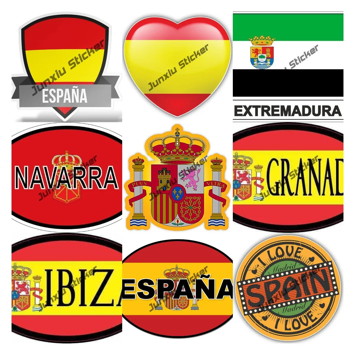 

The Kingdom of Spain Decals Espana Coat of Arms Stickers Spain Granada Ibiza City Shield Stamp Travel Creative Decal Accessories