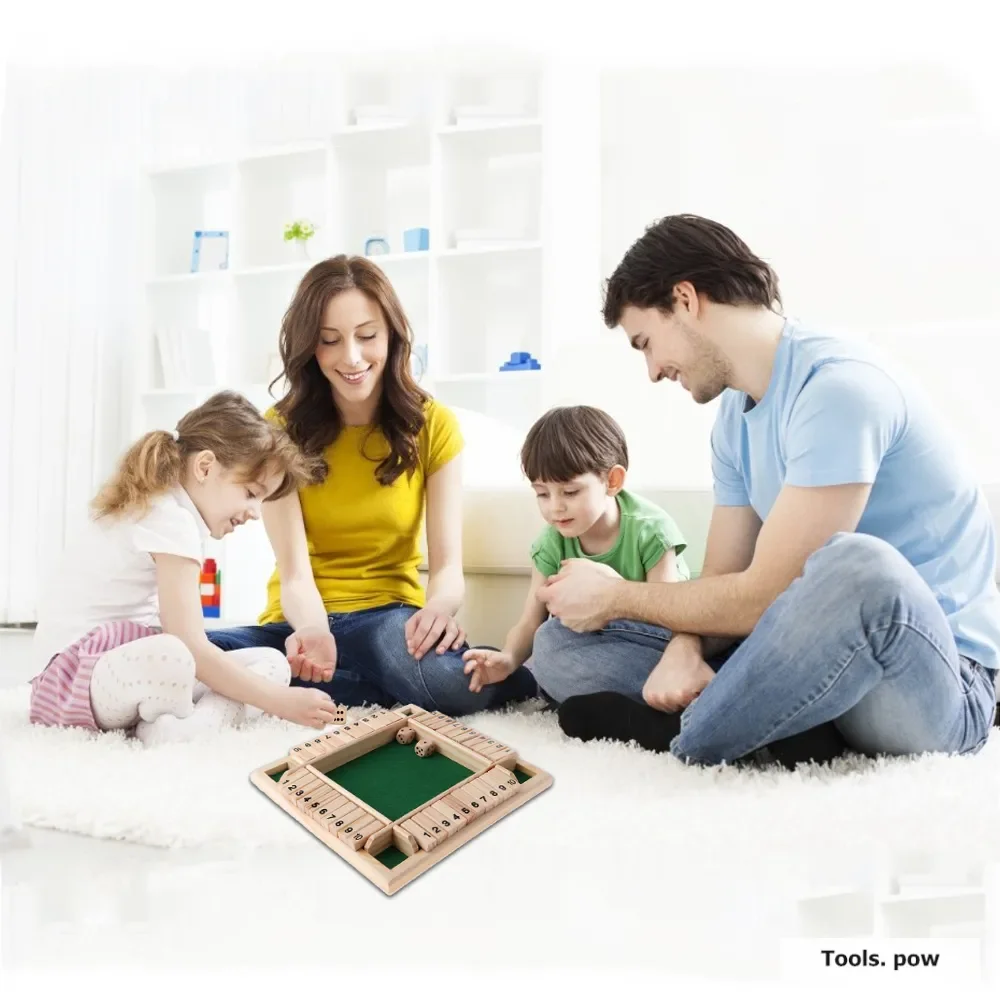 

2023 Board Game with 8 Dice Deluxe Four Sided Table Game Set for Bar Family Party Games Four-person Shut The Box Games Home Arts