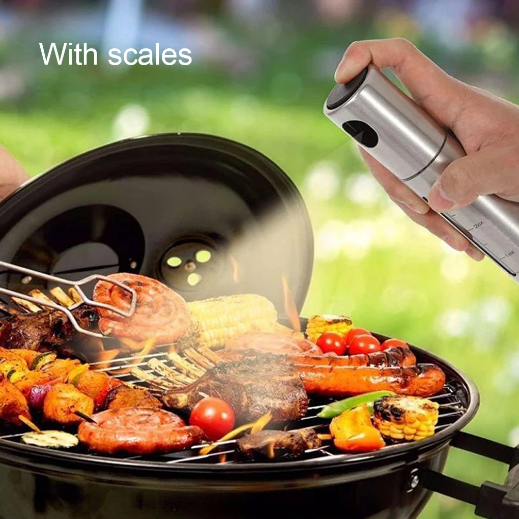 

Oil Spray Bottle 304 Stainless Steel Vinegar Bottle Oil Dispenser Cooking Tool Salad BBQ Cooking Glass Oil Sprayer With Scale