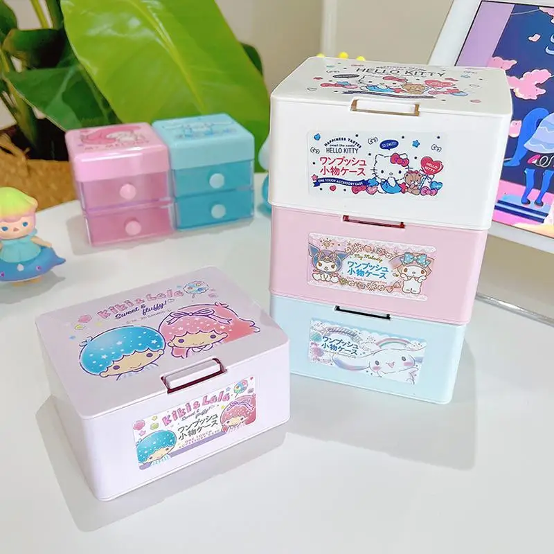 

Sanrios My Melody Anime Kawaii Cartoon Press Box Plastic Household Products Lipstick Cosmetics Storage Box Christmas Gifts