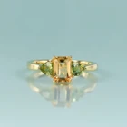 GEM'S BEAUTY 14K Золотые заполненные 925 Серебряные натуральные цитриновые кольца деликатные для женщин маленькие трехкамневые кольца для рукоделия