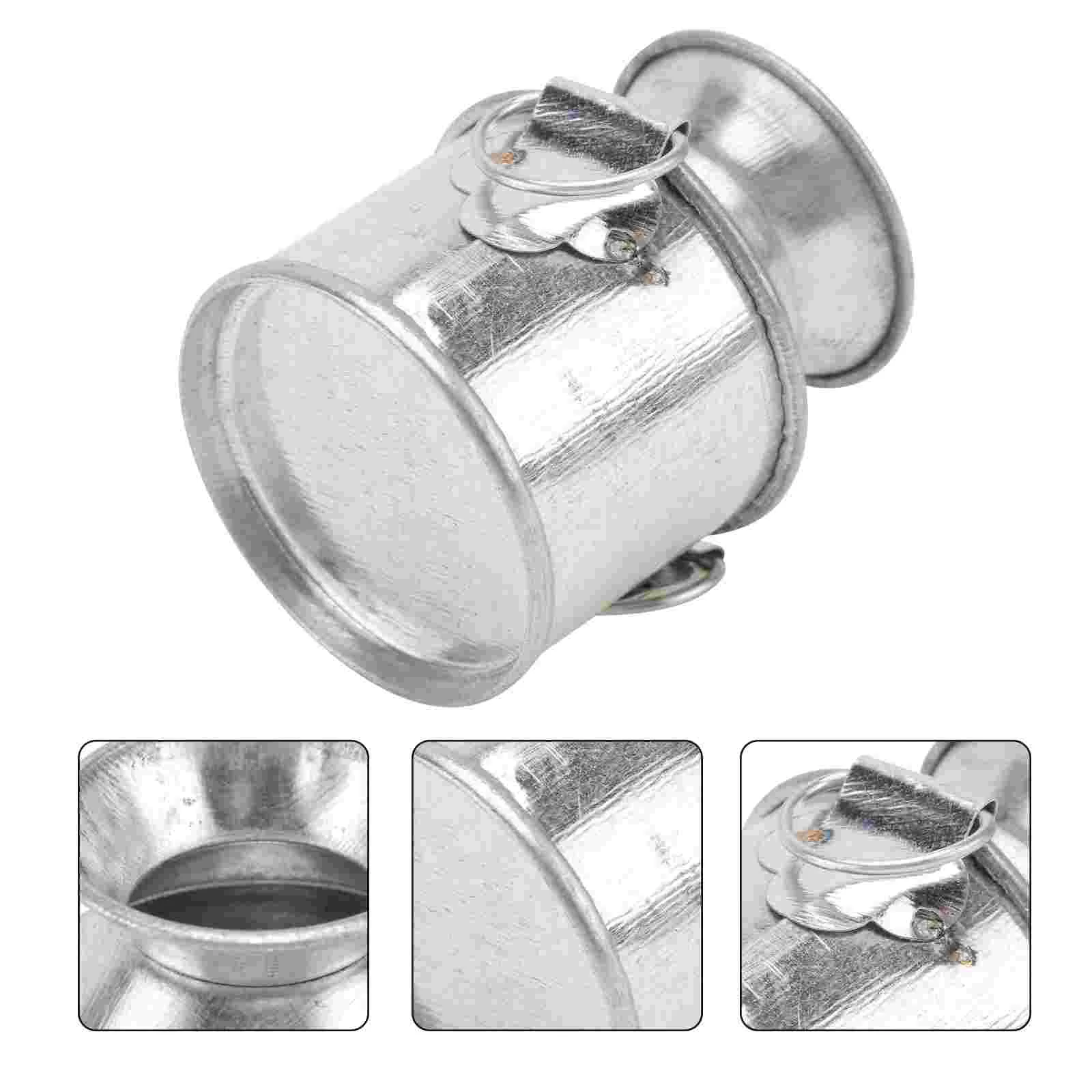 

5pcs Micro Landscape Flower Pot Mini Iron Bucket Desktop Ornament (Silver)