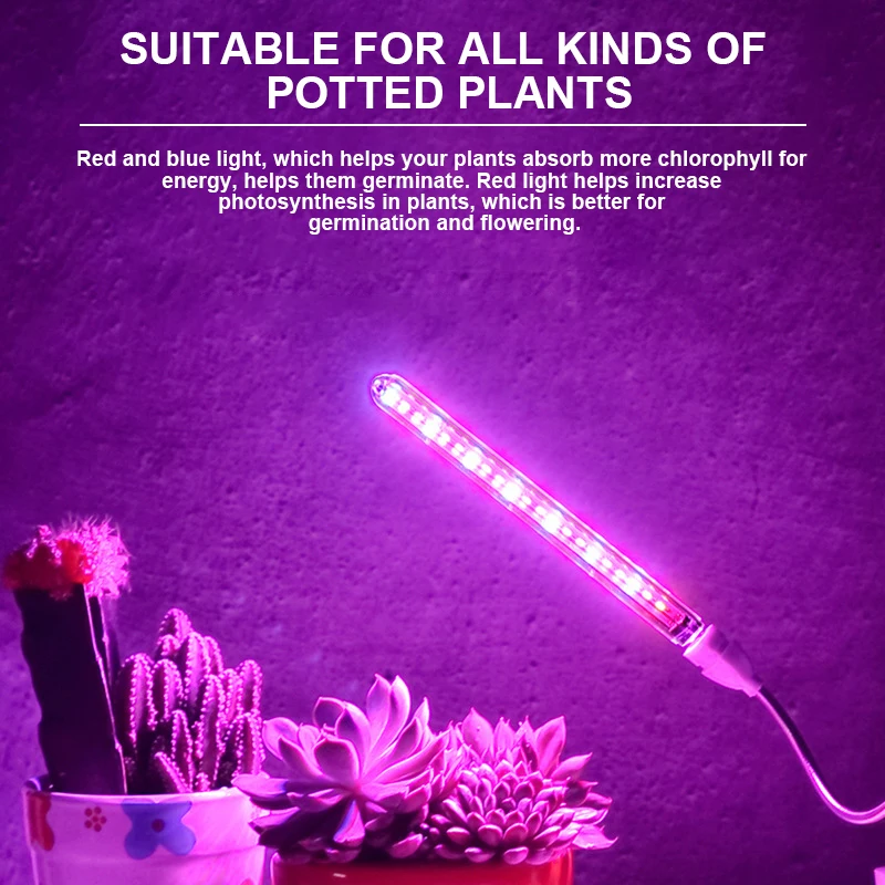 

5V 10W 21LED LED Grow Light USB Phyto Lamp Full Spectrum Fitolamp With Control Phytolamp For Plants Seedlings Flower Home Tent