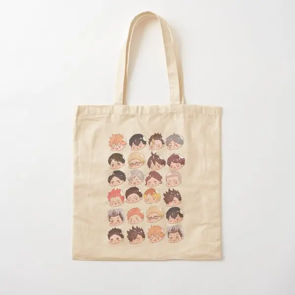 

Haikyuu Chibi Heads Cotton Canvas Bag Printed Grocery Designer Ladies Unisex Casual Tote Travel Women Handbag Fashion