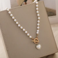 vintage pearl heart pendant necklace party jewelry accessories for women wholesale