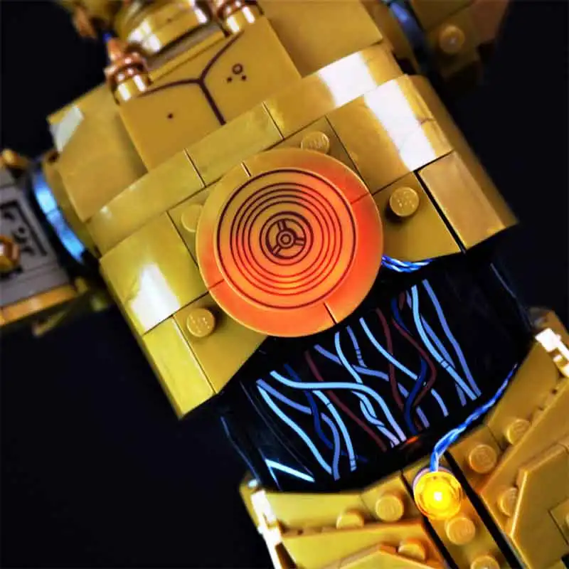 Фото Набор светодиодного освещения премиум-класса для Lego 75398 C-3PO (только светодиоды, без блоков-конструкторов) Идеально подходит и обеспечивает яркое свечение. №1