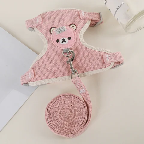 1/conjunto arnês para cães pequenos ajustável cão gatinho gato arnês e trela coleira de cão cão gato coleira acessórios para gatos