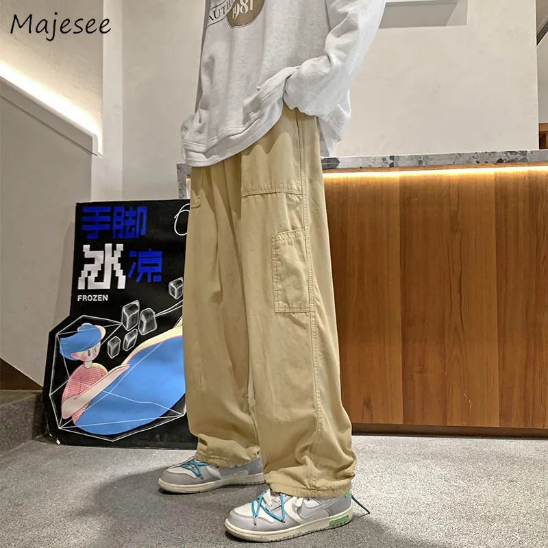 

Pants Men Cargo Handsome All-match Japanese Fashion Streetwear Casual Ins Trouser Harajuku Male Штаны Autumn Pure Color Daily BF