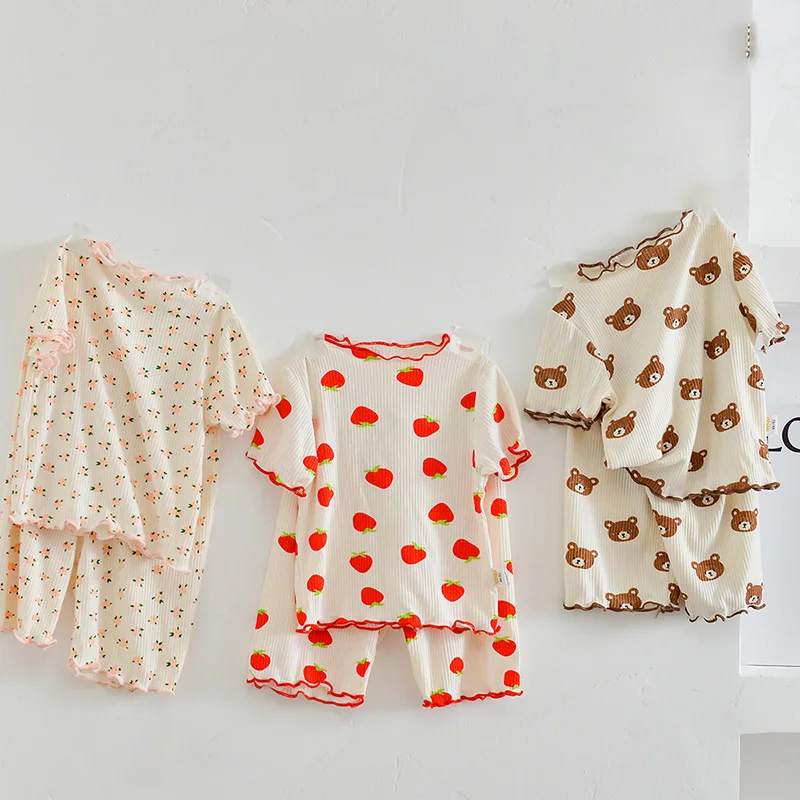 

MILANCEL 2022 Summer Baby Sleep Wear Cool Baby Boys Pajama Set Floral Sleeping Set Indoor Baby Pyjama