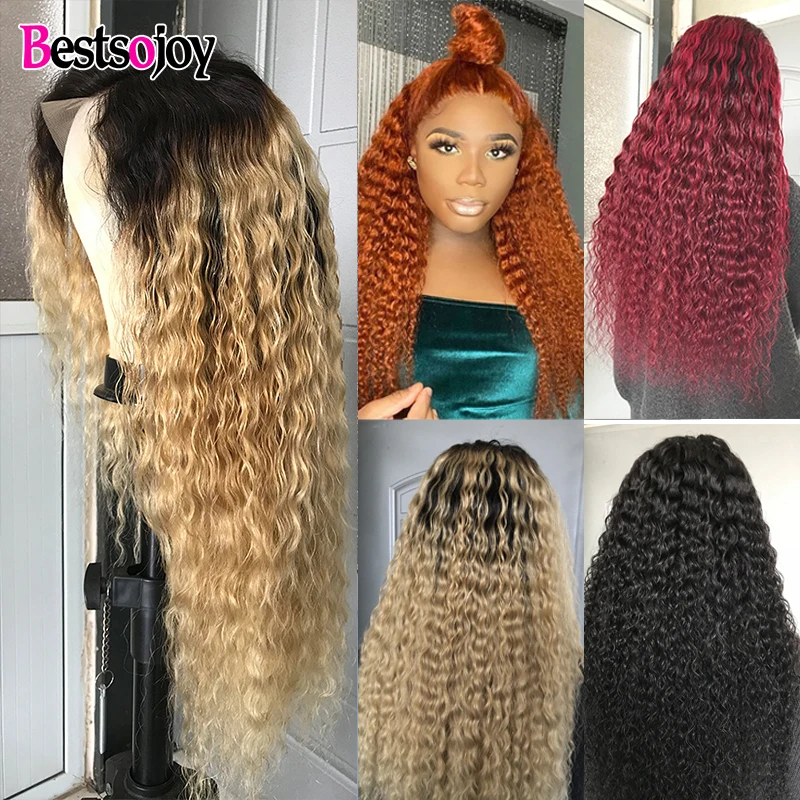 Ed Honey Blonde Burgundy Orange Ginger Brazilian Human Hair Kinky Curly Wigs 180%