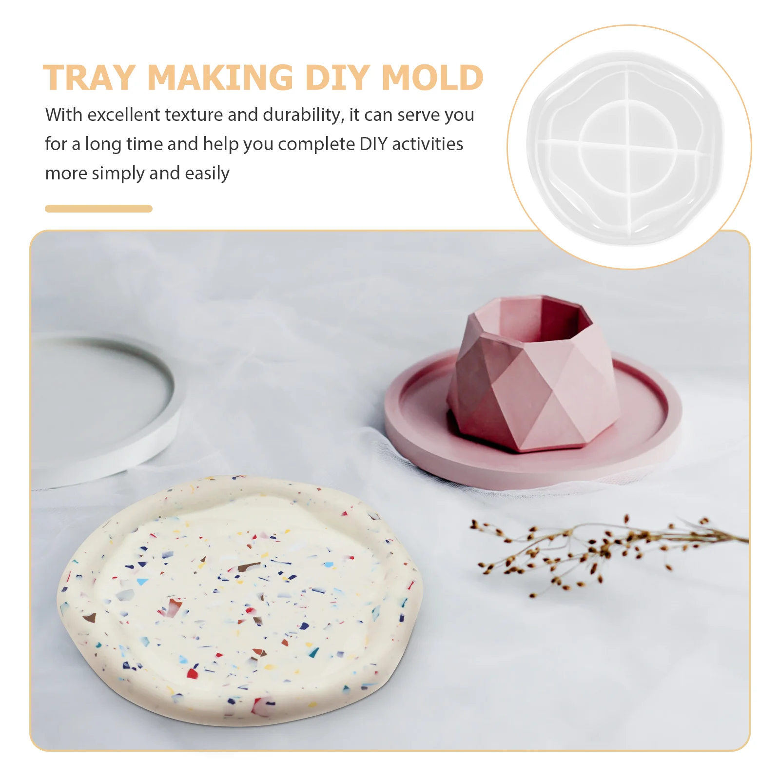 

Mold Tray Resin Diy Molds Silicone Plate Coaster Making Epoxy Jewelry Serving Casting Storage Irregular Decorative Round Rolling