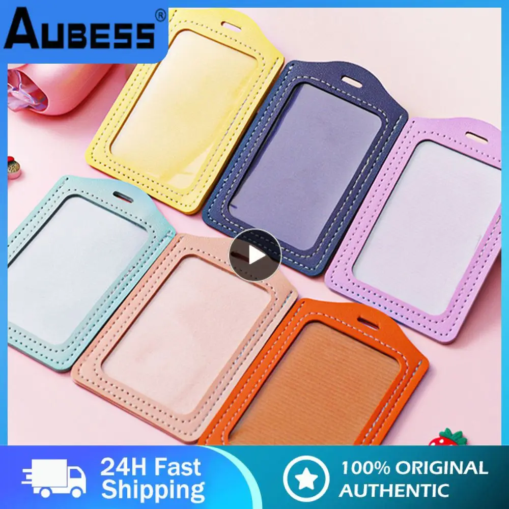 

8 Styles Id Case Interest Student Meal Card Protective Case Clear Printing Lightweight Badge Lanyard Case Stationary Set Leather