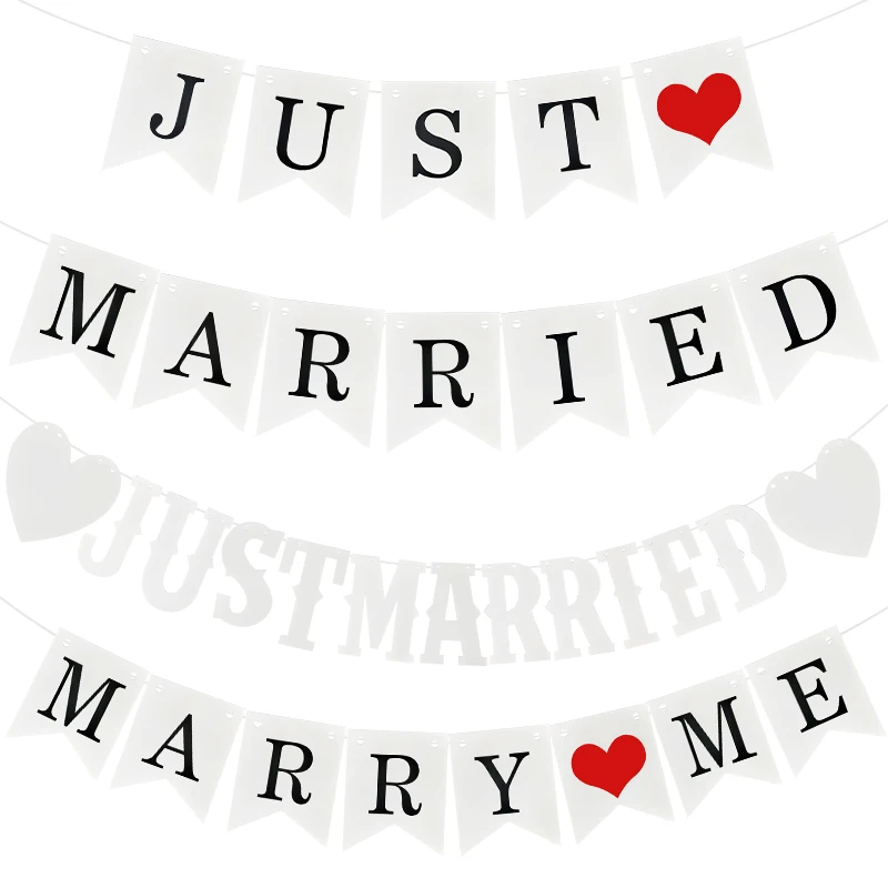 Только что заженный баннер мистер миссис белые буквы Бумажная гирлянда для