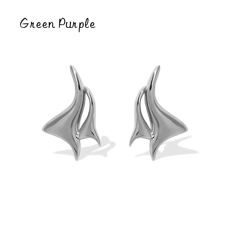 

Green Purple Fashion Geometry Ear Studs Real s925 Sterling Silver Charm Light Luxury Stud Earrings For Women Party Fine Jewelry