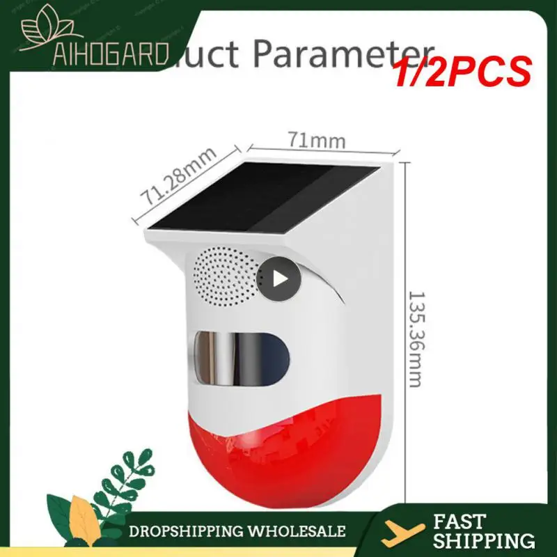 

1/2PCS Outdoor Waterproof Motion Alarm Detector Solar Infrared Detector Sound Siren Alarm With Remote Controller Security Alarm