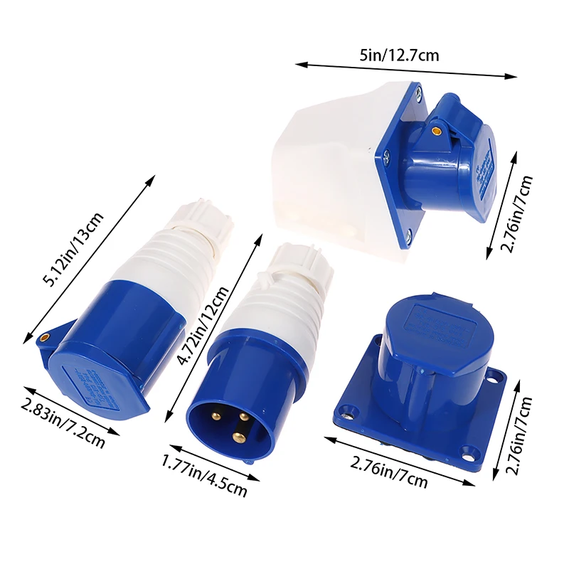 Промышленные водонепроницаемые штекеры/гнездо папа/мама 220 В 16 А 3 контакта IP44 2P