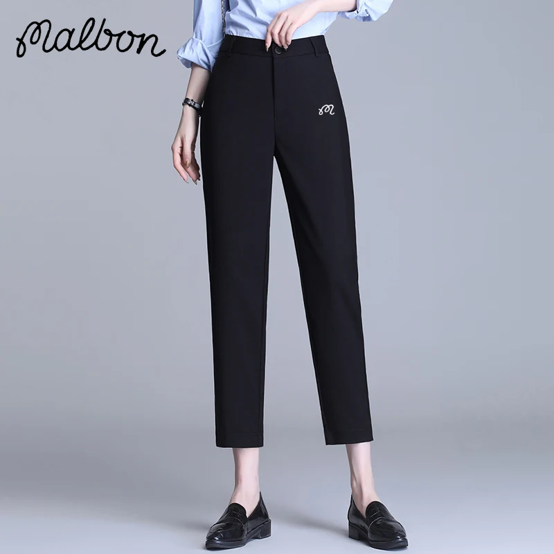 Golf Versatile Black in Spring and Autumn 2023 Women's Korean Version of High-waisted Slim Elastic Nine-point Suit Pants