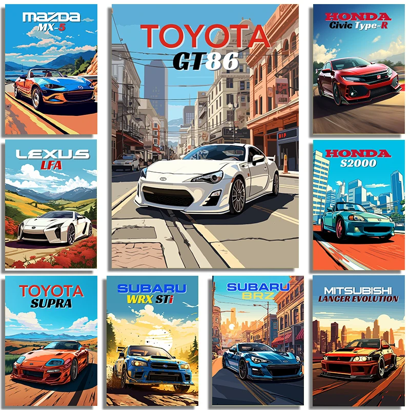 Классические японские автомобили Toyota Honda NSX плакаты и принты холст живопись стена