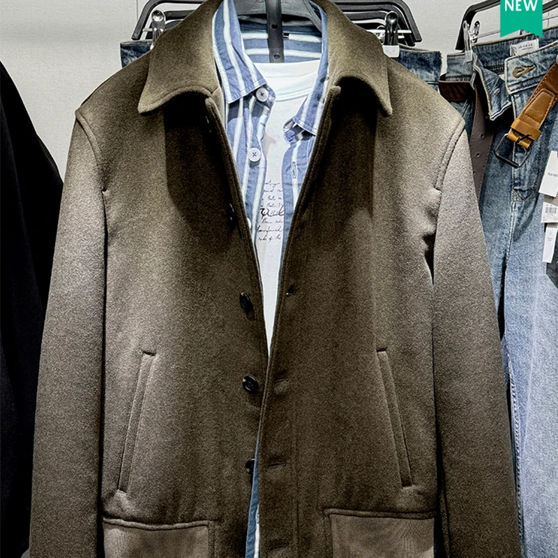 Оригинальное качество осенне-зимняя куртка мужская шерстяная приталенная с