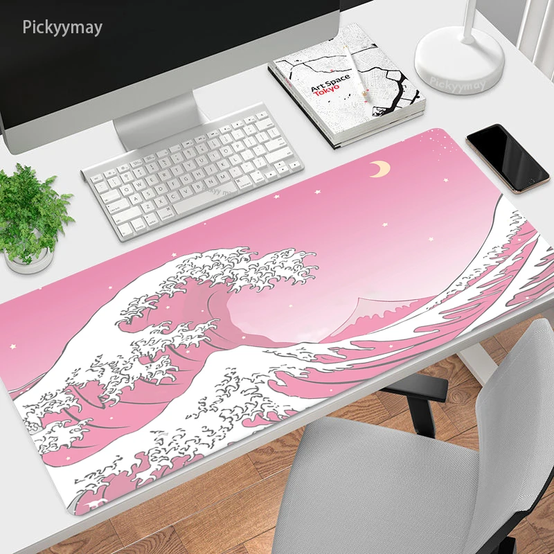 

Pink Wave Off Large Gaming Mouse Pad Mousepad Computer Mouse Mat Gamer Overlock Desk Mats For PC Keyboard Big Cute Carpets XXL
