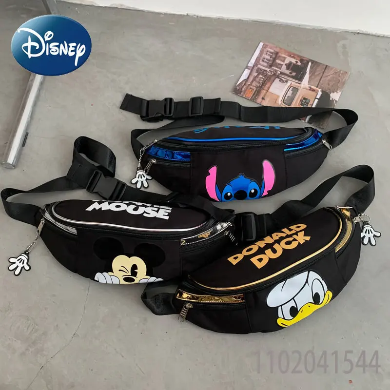 Disney Waist Bag Fashion Stitching Chest Bag Mickey Mouse Donald Duck Crossbody Bag for Girls Boys Women Large Capacity