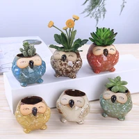 6pcs new kiln glazed glazed owl ceramic pots home desktop ornaments cute fleshy thumb pots creative home crafts