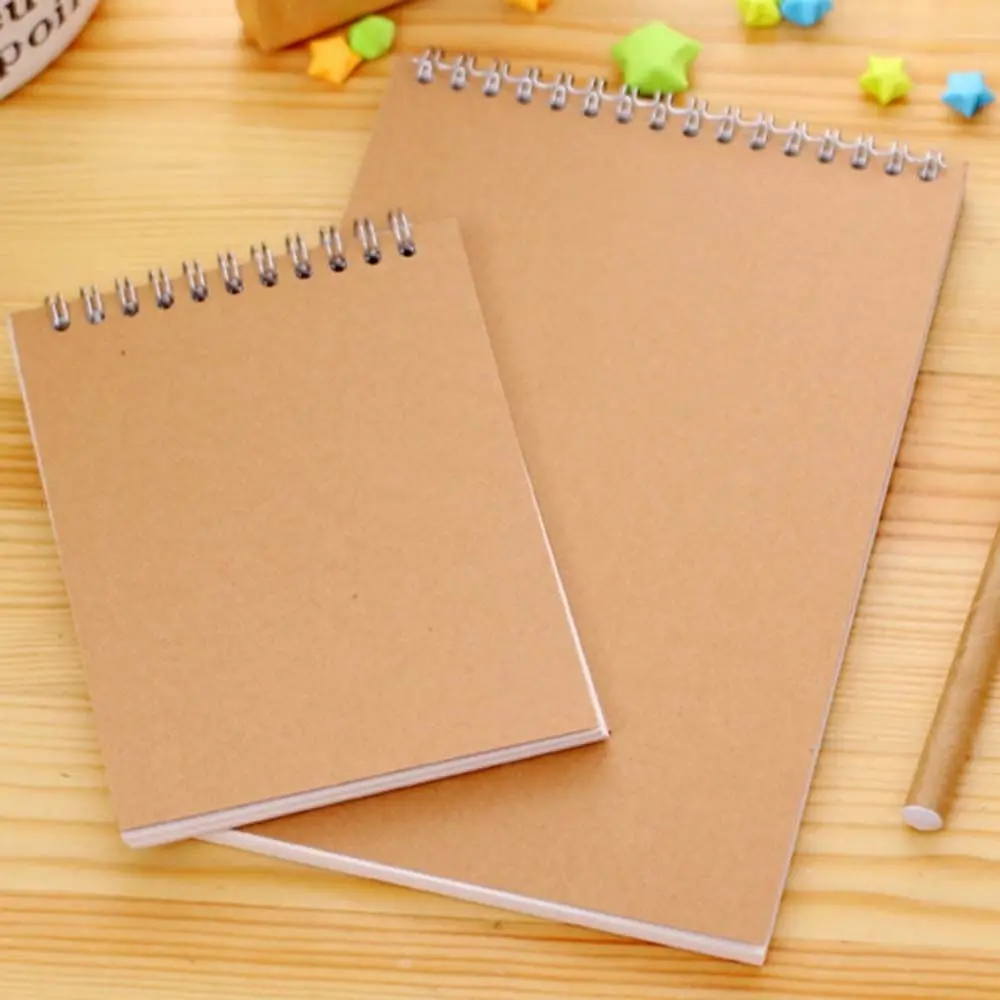 

Khaki Kids Spiral Coil Stationery Kraft Paper Cover School Supplies Sketchbook Inner Blank Notebook Notepad
