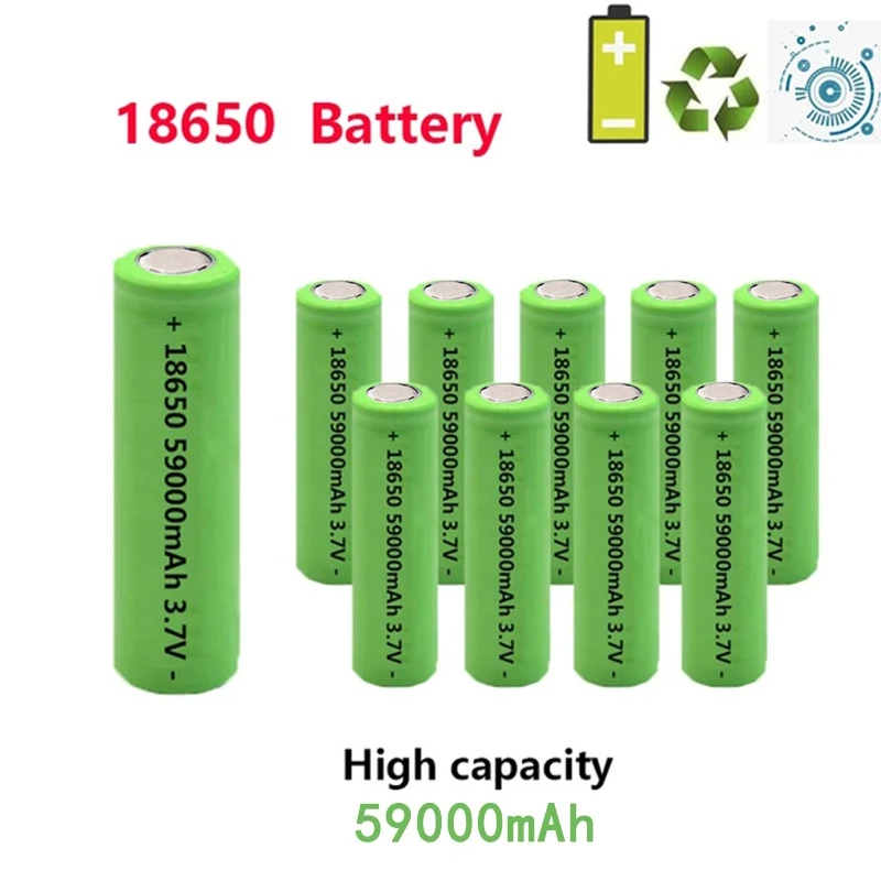 

Directly Sale 1-10PCS 59000mAh 18650 3.7V High-capacity Lithium Ion Rechargeable Battery for Headlight Flashlight Charging