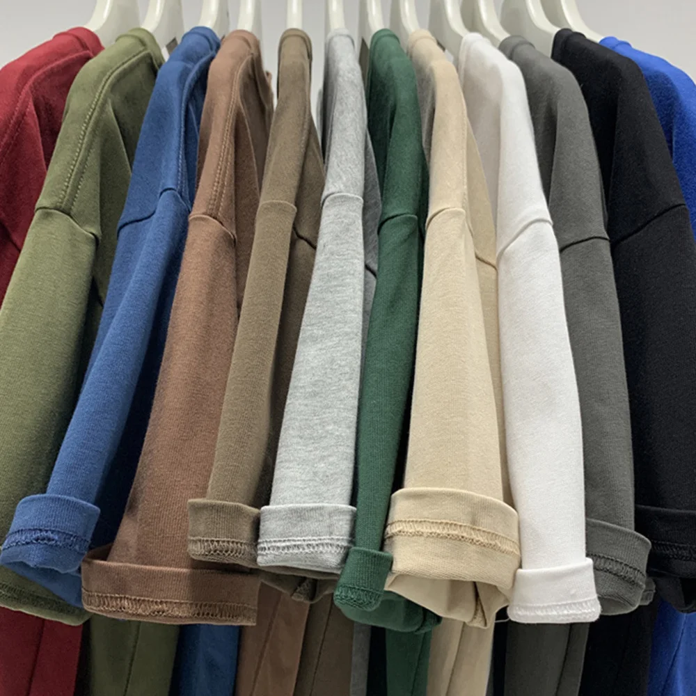

210GSM 100% Cotton Casual T-shirts For Men Solid Color Oversized T Shirt Short Sleeve Tee Streetwear Summer Man Basic Tshirt 5XL
