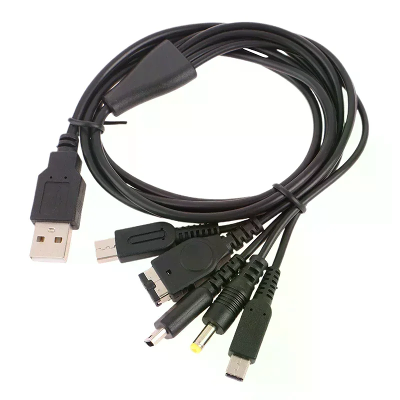 Фото Кабель для быстрой зарядки 1,2 м, 5-в-1 USB-кабель для зарядки игровых приставок, совместимый с New 3DS XL, NDS Lite, NDSI LL, Wii U, GBA, PSP №1
