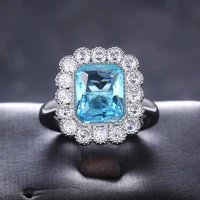 new jewelry bling bling blue cubic glass filledia womens rings luxury wedding engagement party ladies rings anniversary gifts