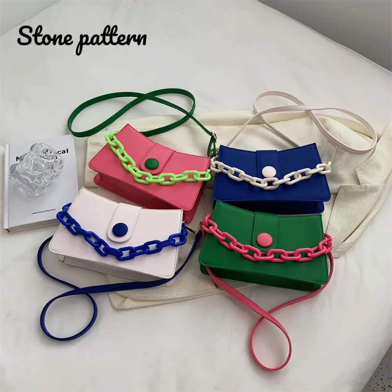 Candy Color Chain Cute Handbags 2023 Luxury Fashion Designer Small Leather Women's Handbags Female Shoulder Crossbody  Bag