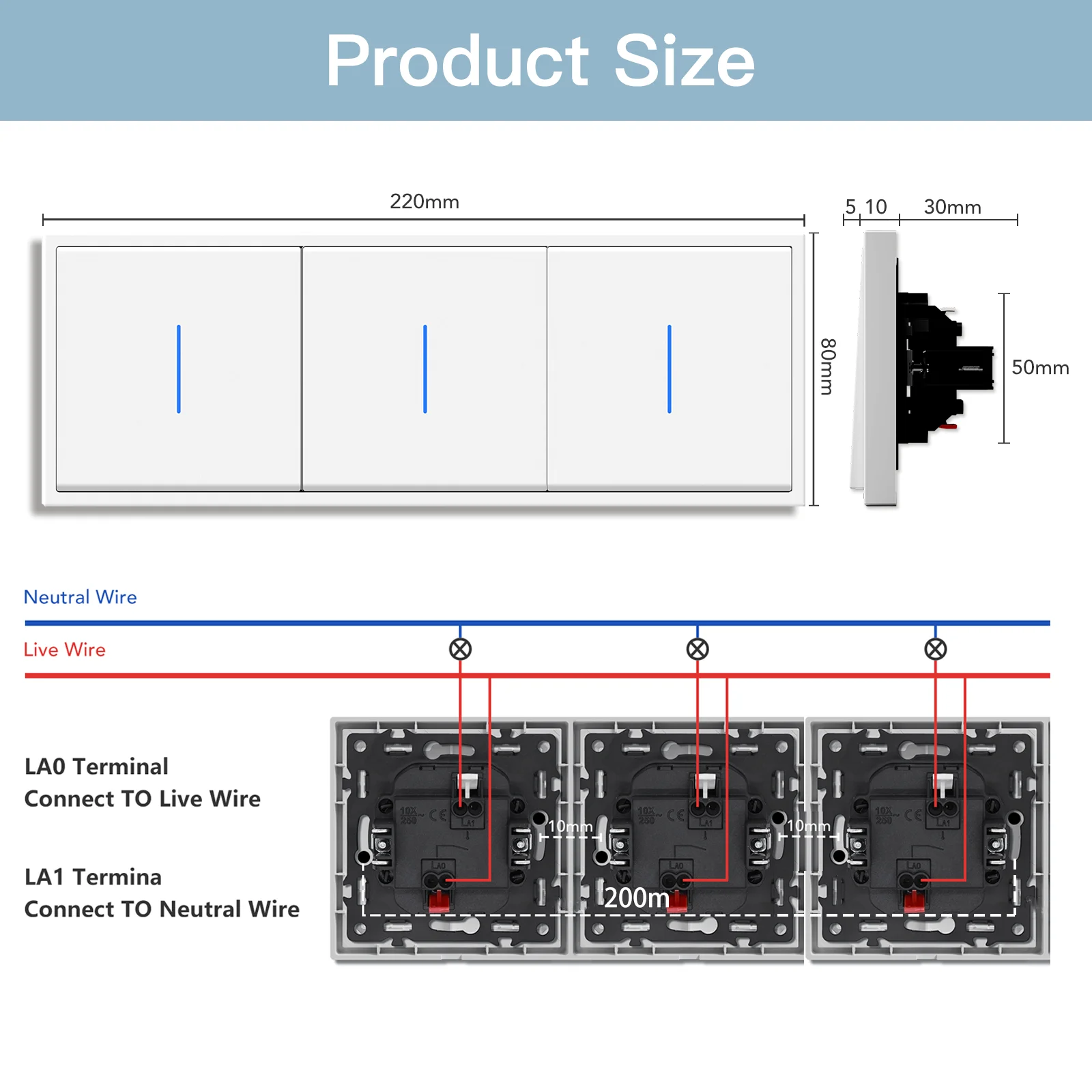 Механические кнопочные переключатели BSEED 1/2Gang 1-позиционный настенный