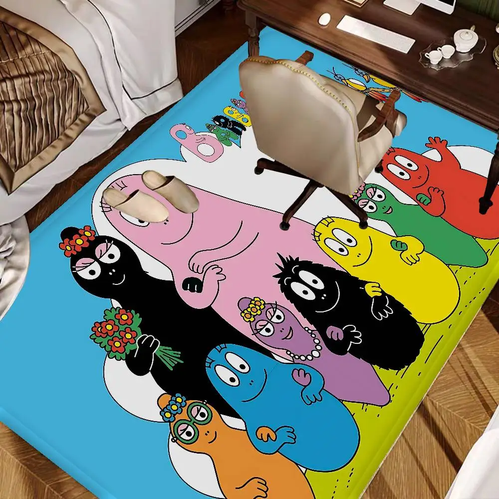 Фото Милый мультяшный коврик Les Barbapapa для прихожей, моющийся, нескользящий, для гостиной, под диван, для кухни, придверный коврик, напольный коврик №1