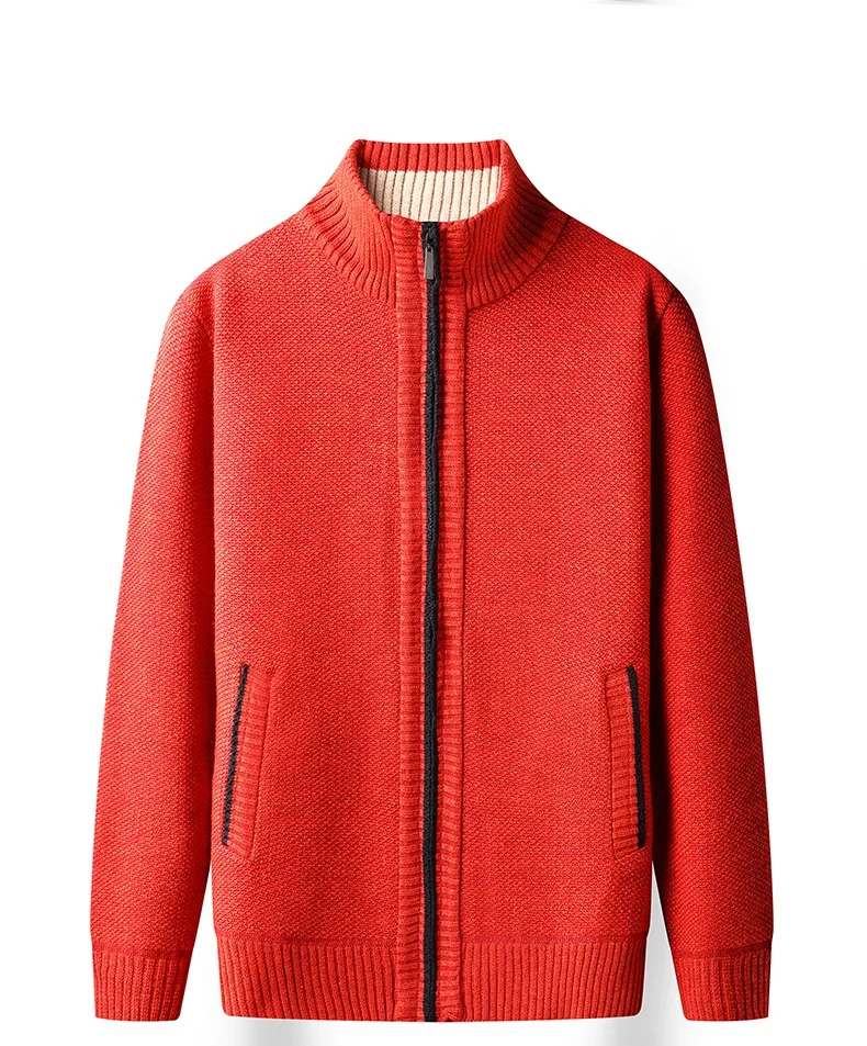 

2022 New Men's Sweater Coat Fashion Patchwork Cardigan Men Knitted Sweater Jacket Slim Fit Stand Collar Thick Warm Cardig 8801-6