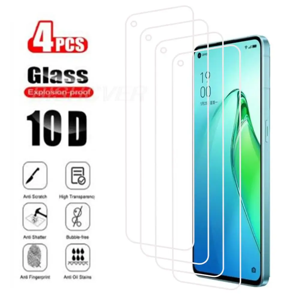 

4Pcs For Oppo Reno 8Pro Reno8Pro PGAM10 Tempered Glass Protective For Oppo Reno8 Pro 5G 6.62" Screen Protector Phone Cover Film