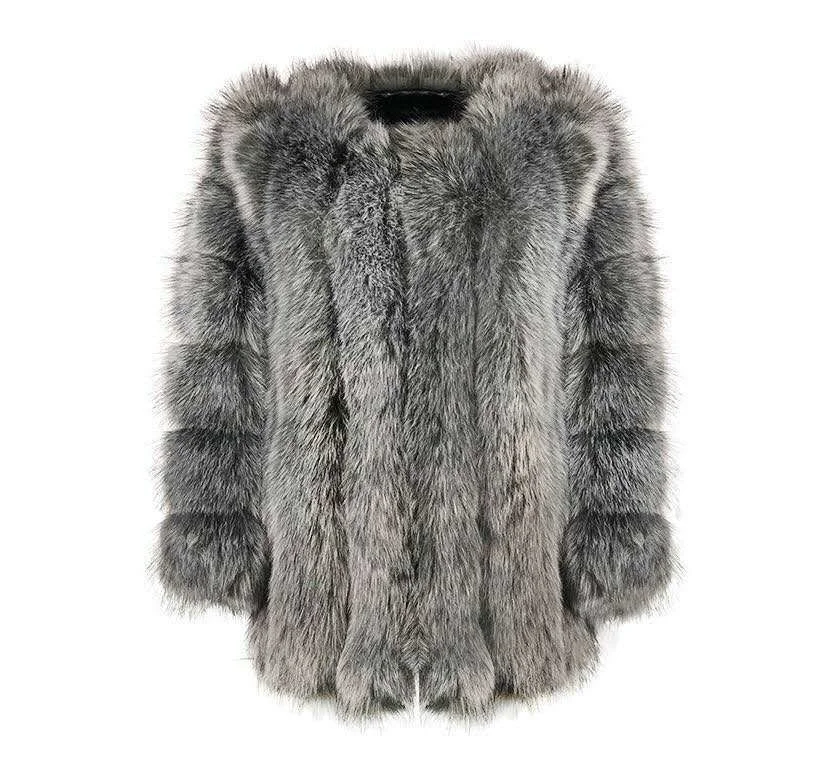 ICCLEK Imitation fur coat women's new autumn and winter fox fur medium long artificial fur coat