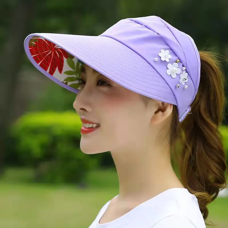Новинка летние шляпы для женщин складная Солнцезащитная шляпа с жемчужным