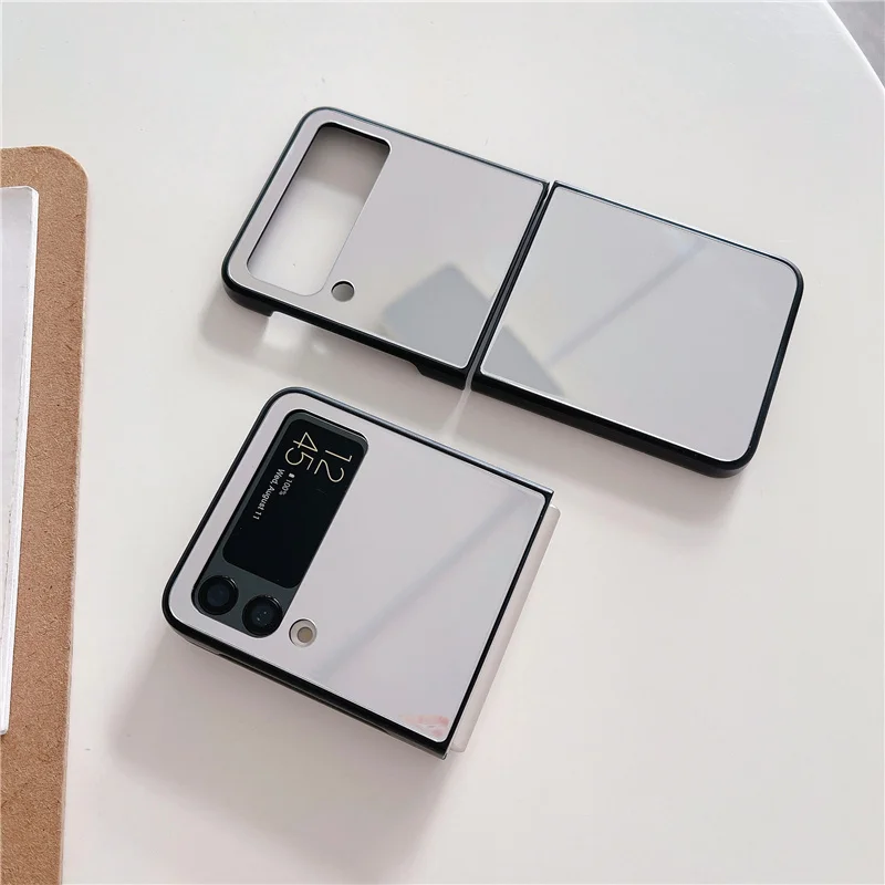 

Full View Mirror Phone Case For Samsung Galaxy Z Flip 3 4 Flip4 Woman Makeup Shockproof Silicone Back Cover Z Flip4
