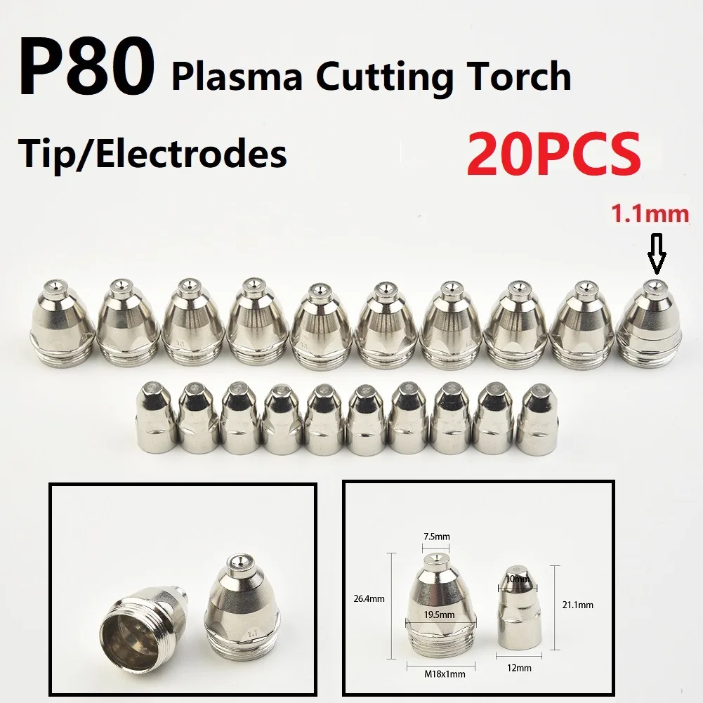 

Accessories Electrode Nozzle Torch Tip Electrode Nozzle Premium P80 Plasma Replacement Sturdy 60A 80A 100A CNC Plasma Torch Tip