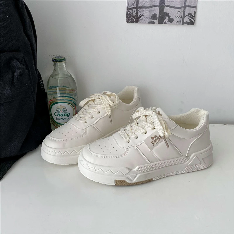 

Women's Shoes 2023 Fashion Women's Sneakers All-match Casual Leather Surface Thick Bottom Solid Color Breathable Running Shoes