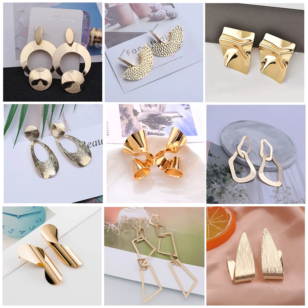 

Gold Color Metal IrregularSpiral Earrings for Women Twisted Geometric Personality Earrings Punk Style Fashion Jewelry Earrings