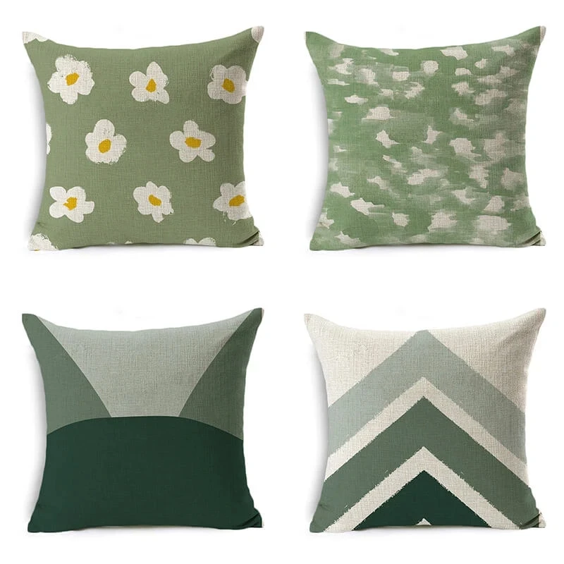2022 геометрический зеленый чехол для подушки с художественным рисунком Льняной