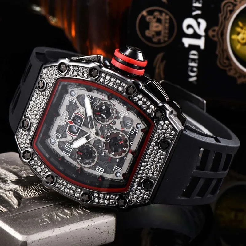 

Stylish personality Miller RM barrel-shaped Richard Watch Stylish men's calendar with silicone fiber shell