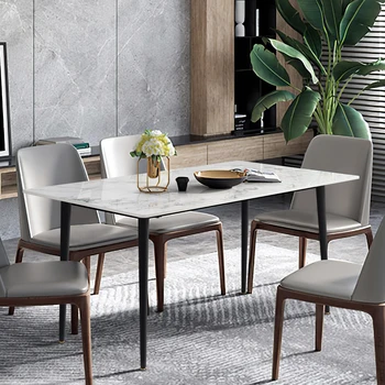 Modern Dining Room Table with White Sintered Stone Top