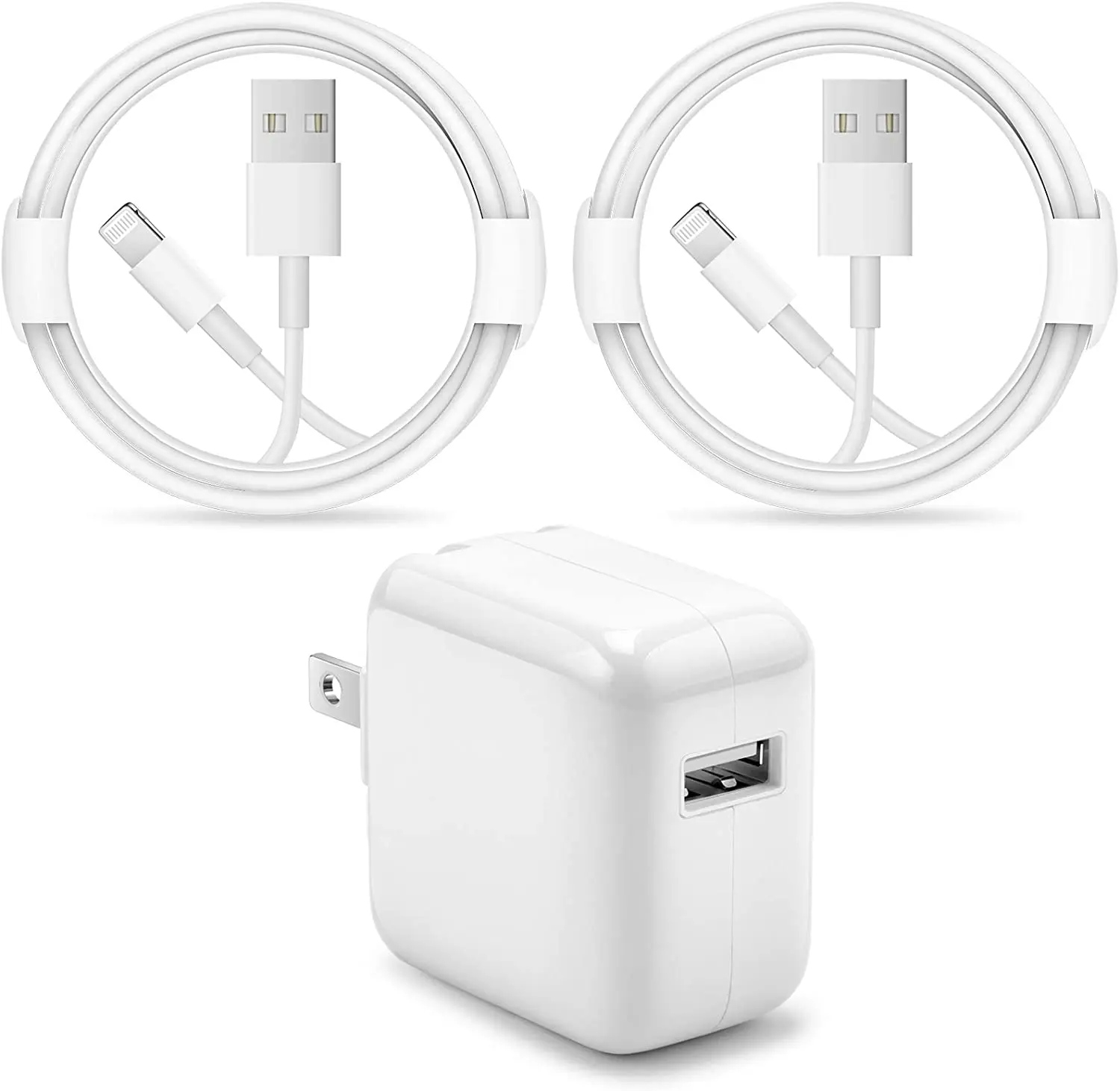 iPad Charger iPhone Fast Charger [Apple MFi Certified] 12W USB Wall Charger Foldable Portable Travel Plug with 2 Pack Lightning