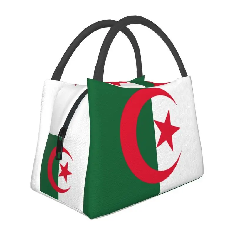 

Algeria Flag Insulated Lunch Bag for Women Leakproof Algerian Proud Patriotic Cooler Thermal Bento Box Office Picnic Travel