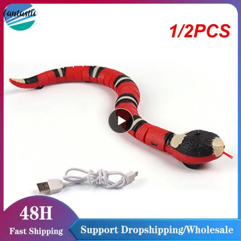 

1/2PCS Automatic Cat Toys Interactive Smart Sensing Snake TeaseToys for Cats USB Charging Cat Accessories for Pet Cats Game