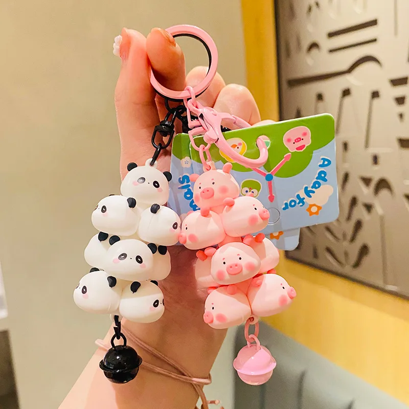

PVC Keychain Creative Pet Stacking Piggy Doll Cartoon Car Bag Charm Small Gift