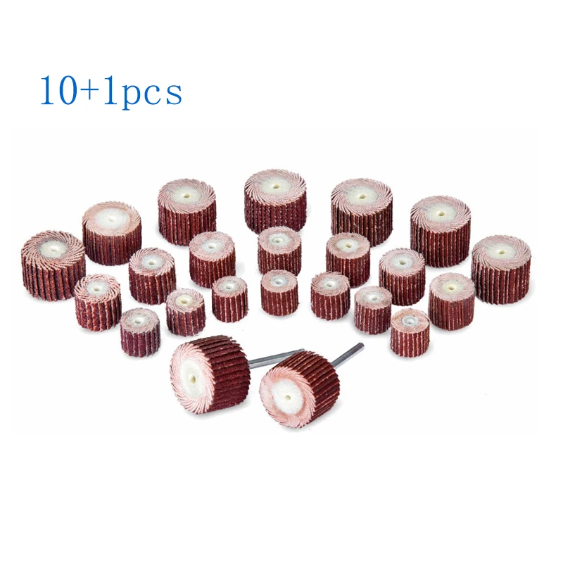 

10pcs Flap Grinding Wheel Sanding Disc 80-600Grit Sandpaper Drill Sanding Attachment For Dremel Rotary Tools with Mandrel